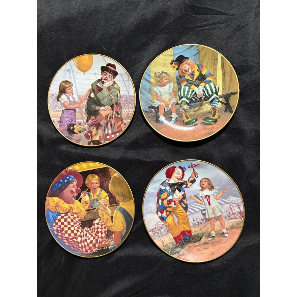 4- Princeton Gallery "Circus Friends" collector plates by artist Ruth Sanderson